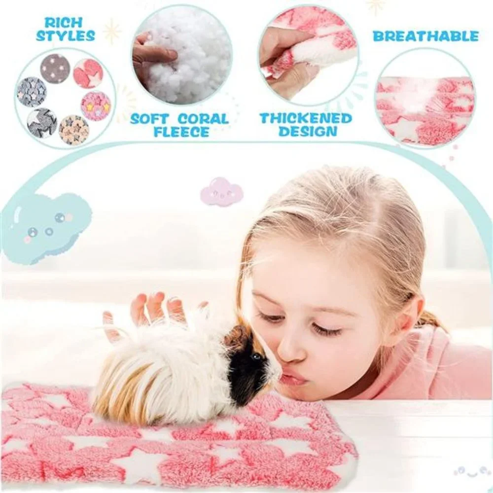 6 Pieces Guinea Pig Bed Plush Hamster Mat Bunny Bed Small Animal SleepinG
